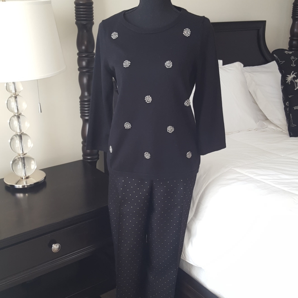 Talbots Black Embellished Sweater